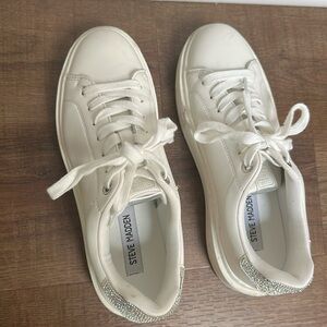 Steve Madden White Sneakers with Crystal Embellishments